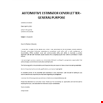 Estimator Cover letter example document template