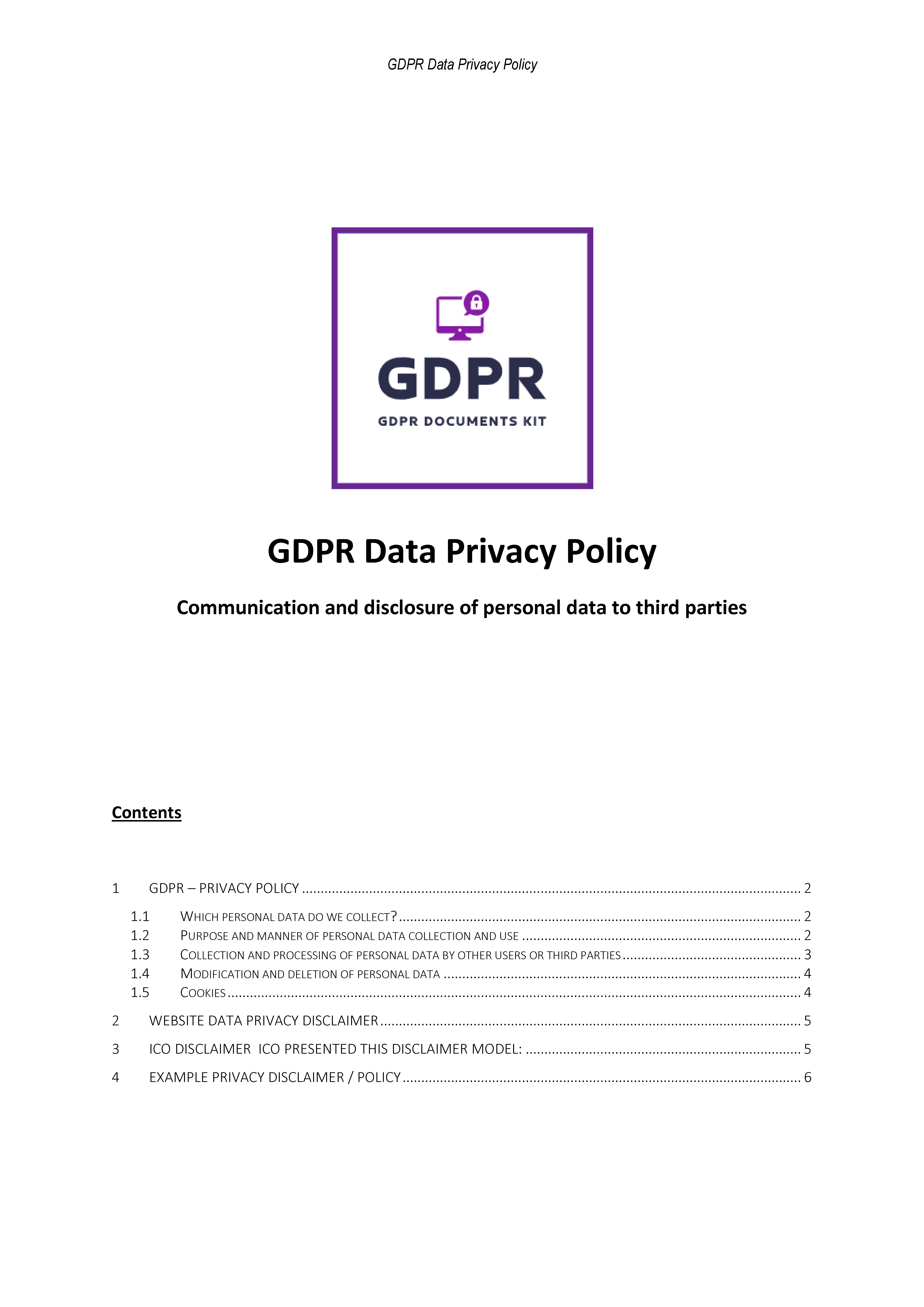 gdpr privacy policy template