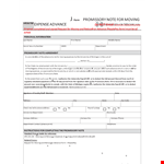 Download Promissory Note Template for Advance Payment | Easy Moving example document template