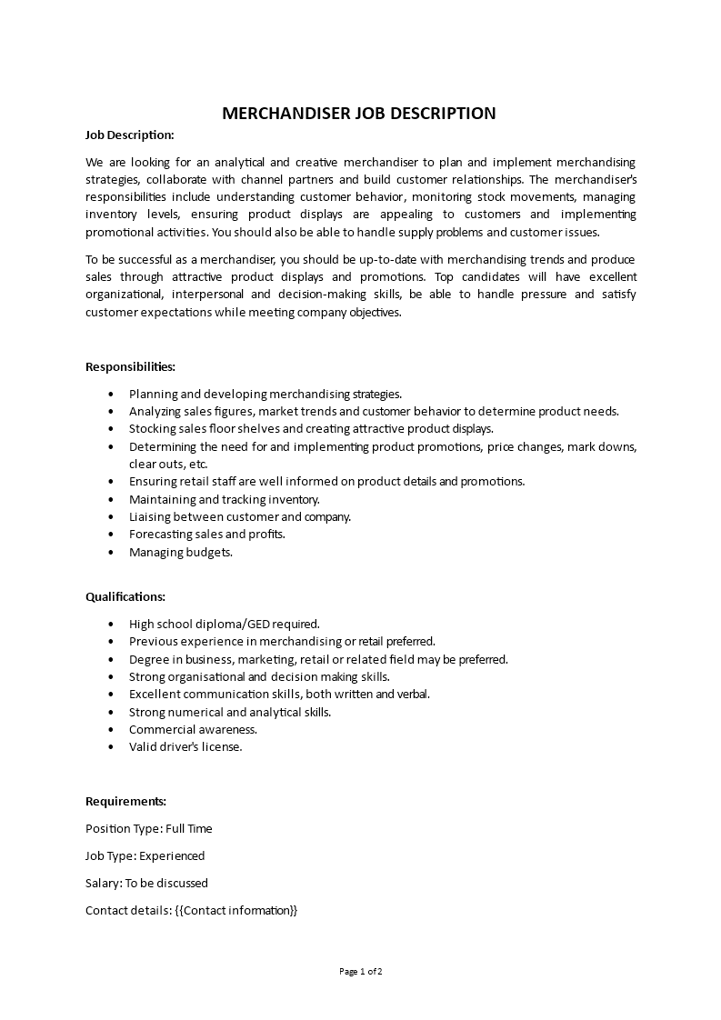 merchandiser job description