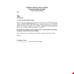 Thank You Letter Program example document template