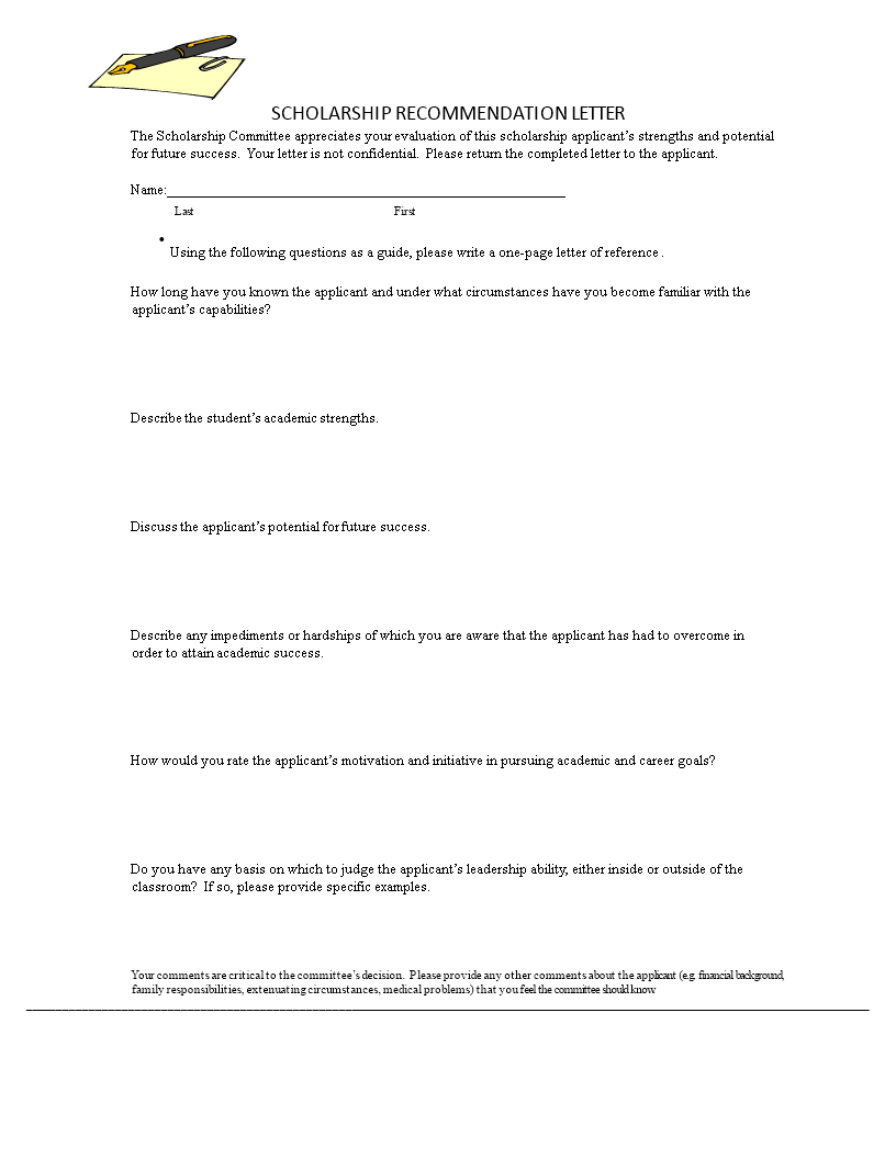 Sports Scholarship Reference Letter Templates