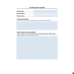 Effective Job Description Template | Skills, Level & Specifics Required example document template