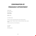 Confirmation of Pregnancy Appointment example document template 