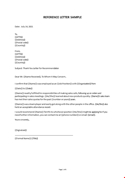 Character Reference Letter