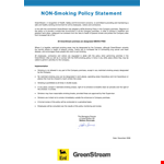 Non Smoking Policy Signed Approved example document template