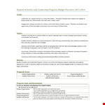 Student Program Budget Template example document template