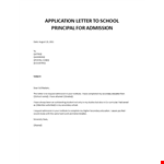 Admission Request Letter to Principal example document template 