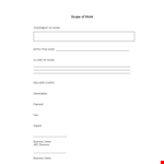 Effective Scope of Work Template for Business: Statement and Scope Included example document template