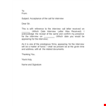 Accepting Interview Invitation: Email Confirmation for Scheduled Interview example document template