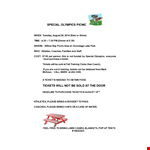 Special Olympics Picnic Flyer Template - Bring Your Tickets example document template