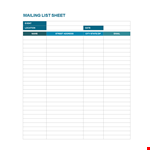 Email List Template - Create Efficient Event Mailing Lists | Customizable Sheet example document template
