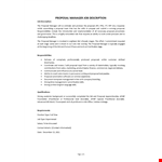 Proposal Manager Job Description example document template