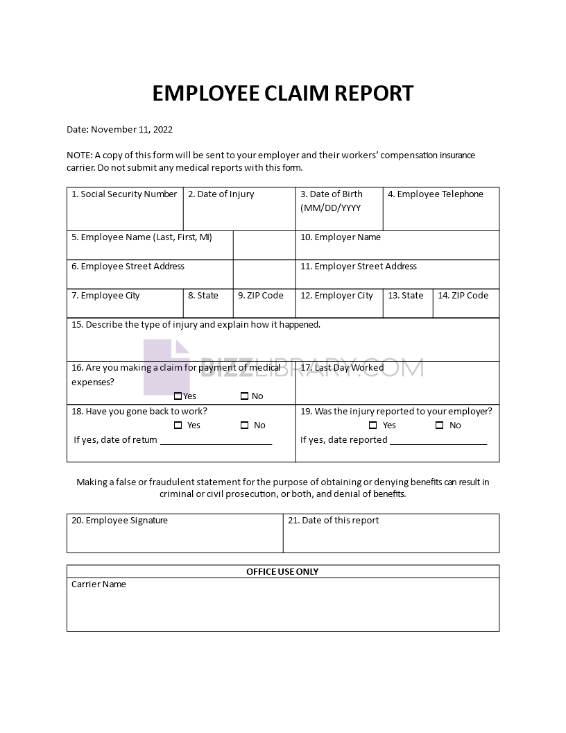 Employee Claim Report