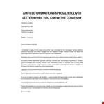 Airfield Operations Specialist cover letter example document template
