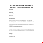 Grants Coordinator cover letter example document template