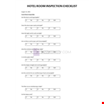 Hotel Room Inspection Template example document template
