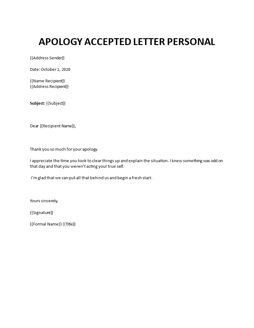 personal apology accepted response letter