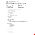 Construction Progress Meeting Agenda example document template