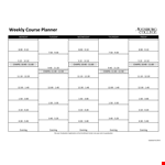 Weekly Course Planner Printable example document template