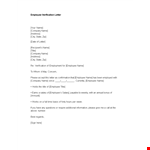 Proof of Employment Letter - Template for Employers to Verify Employee Work Status example document template 