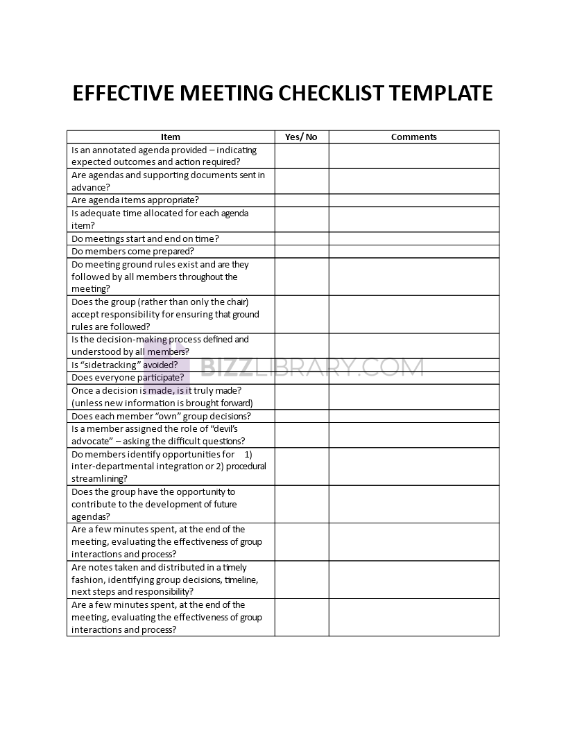 meeting checklist