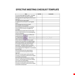Meeting Checklist example document template