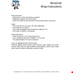 Printable Minecraft Bingo Card for Free - Fun Minecraft Events, Apples, Arrows example document template