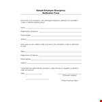 Emergency Notification Form for Gym Employees example document template 