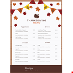 Create an Exquisite Thanksgiving Experience with our Menu Template example document template