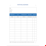 Festival Agenda A4 example document template