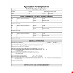 Simple Job Application Form in PDF | Download Free Company Employment Form example document template