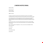 2 Weeks Notice Email example document template