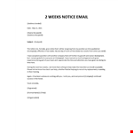 2 Weeks Notice Email example document template 
