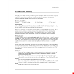 Science Article Summary Template example document template
