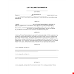Last Will And Testament Template example document template