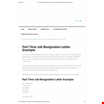 Part Time Job resignation Letter Template example document template