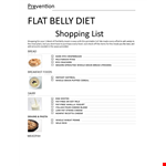 Printable Diet Shopping List for Healthy Eating & Prevention of Belly Fat example document template 