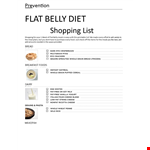 Printable Diet Shopping List for Healthy Eating & Prevention of Belly Fat example document template