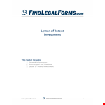 Simple Letter of Intent to Invest - Secure Your Investment with a Simple Letter Template example document template 