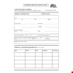 Support Employee Application example document template 