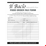 Food Order Bacio Delivery Form PDF Template example document template