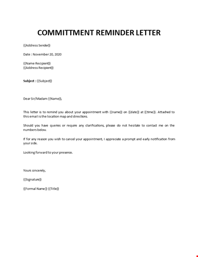 Committment Reminder Letter