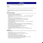Food And Beverage Bartender Job Description example document template 