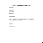 Stock confirmation letter example document template 