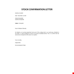Stock confirmation letter example document template