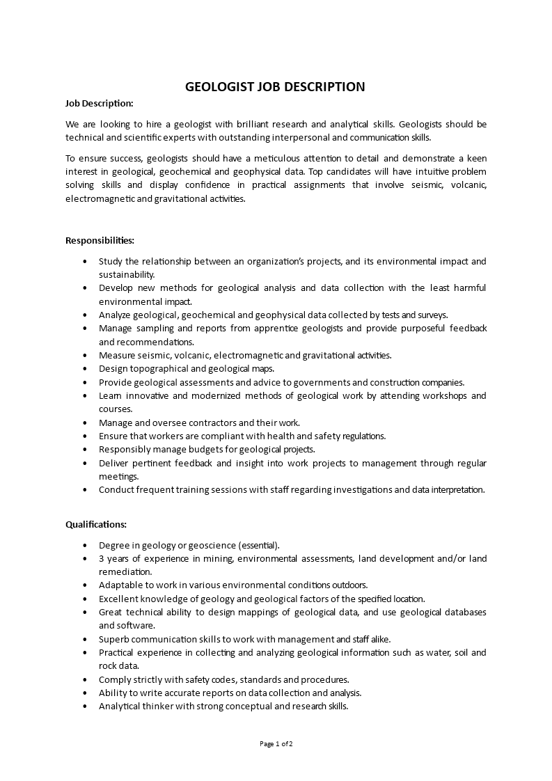 geologist job description