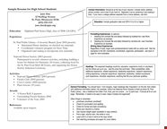 Sample High School Education Resume