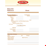 Babysitter Reference Page Template for Local Use | Sheet with Number example document template