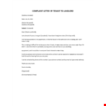 Letter of Complaint to the Landlord example document template
